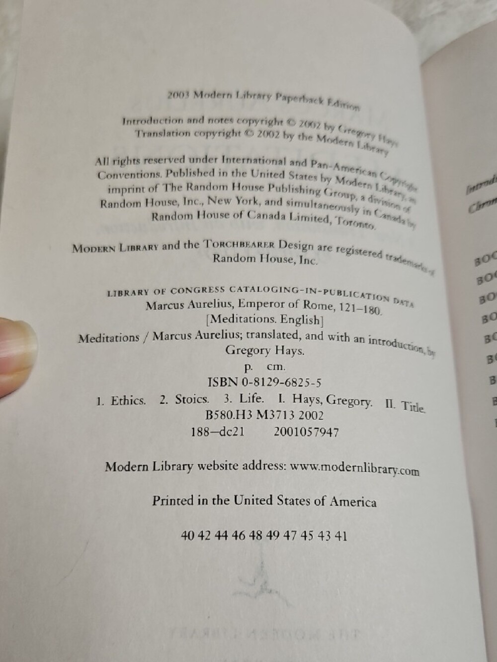 Meditations: A New Translation by Marcus Aurelius Gregory Hays Paperback Book - Picture 4 of 4